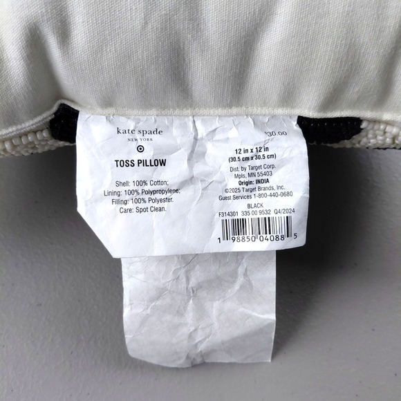 Kate Spade New York x Target 12x12 Square Beaded B&W Polka Dot Throw Pillow Toss - Picture 5 of 6
